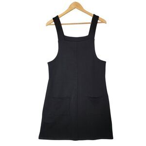 Wool& Goldie Pinafore Dress Women's Medium Black Merino Wool Mini Minimalist